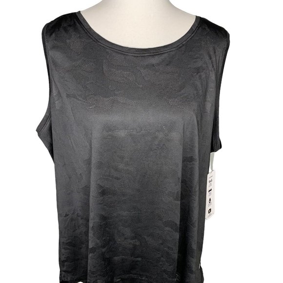 RBX Breezy Textured Jacquard Tank Top Plus Size 2X Black - Picture 2 of 6